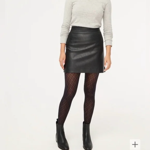 J.Crew Factory Faux Leather A-Line Mini Skirt Black NWT 16 - Picture 1 of 16